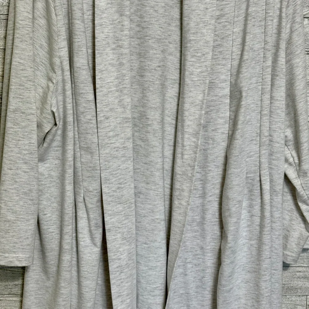 Cyrus Cardigan Sweater Light Heather Grey Pleated Open Front Plus Size 3X - Picture 5 of 11